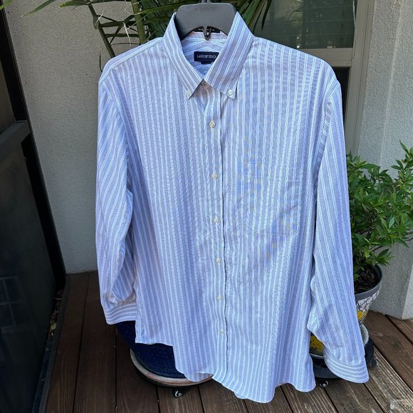 LANDS END Men's Button-Down Stripe Shirt - 17/34 - Picture 1 of 7